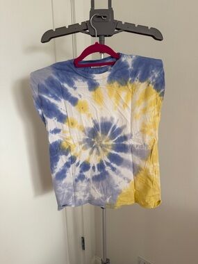 Pull&Bear Light Blue and White Tie-Dye Tee